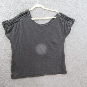 Torrid Womens Shirt Plus Size 3X Gray Asymmetrical Sleeve Woven Strappy